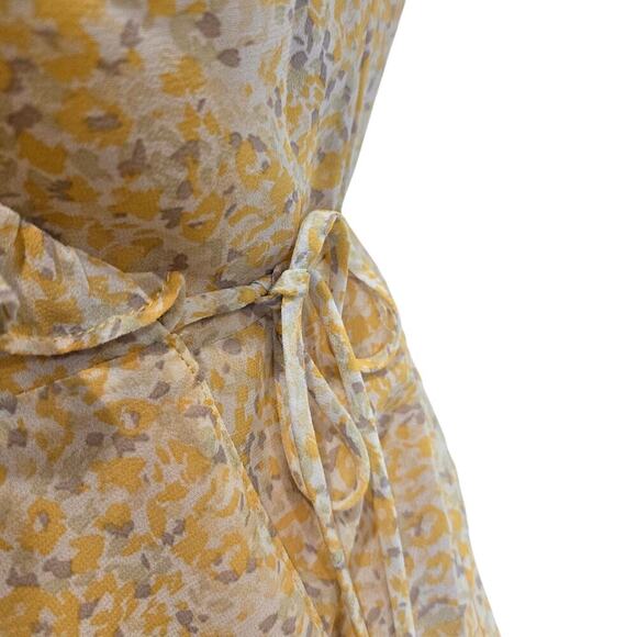 Skies Are Blue Floral Wrap Blouse Flutter Sleeve Sz S Cottage Core Femme - Picture 4 of 11